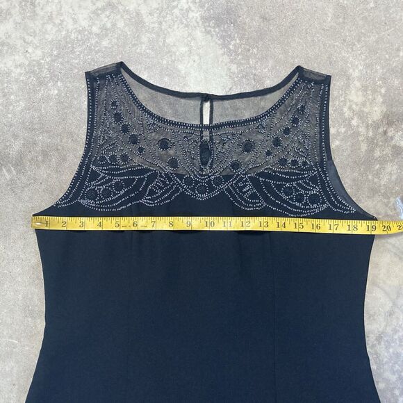 Positive Attitude Dress Womens 14 Black Sleeveless Beaded Embellished Sheer Top - Picture 2 of 11